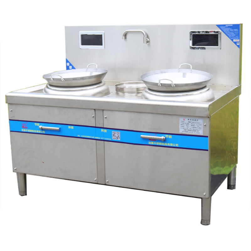 JIEMEI  High-power commercial stainless steel electromagnetic two-eye wokElectromagnetic eye cooker  1500*900*800 +400