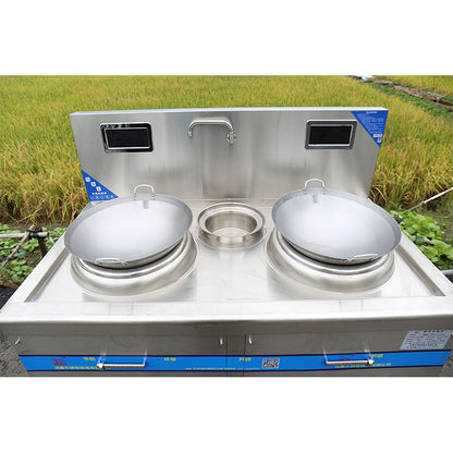 JIEMEI  High-power commercial stainless steel electromagnetic two-eye wokElectromagnetic eye cooker  1500*900*800 +400